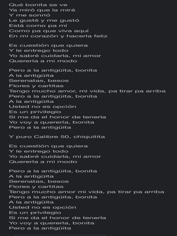 Lyrics & Translations of A La Antigüita by Calibre 50