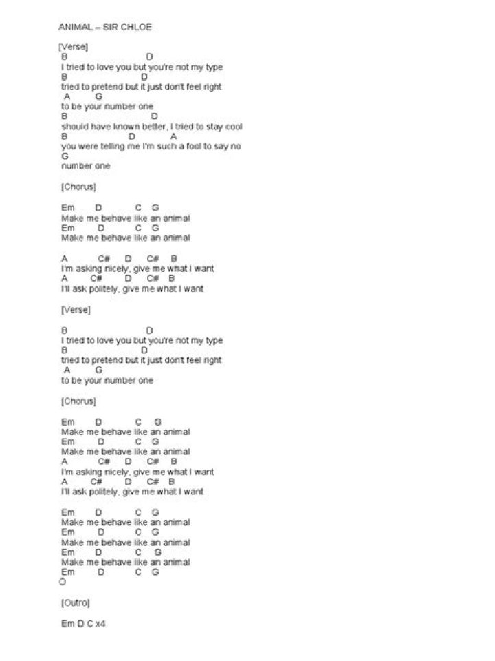 Lyrics & Translations of Animal by Sir Chloe