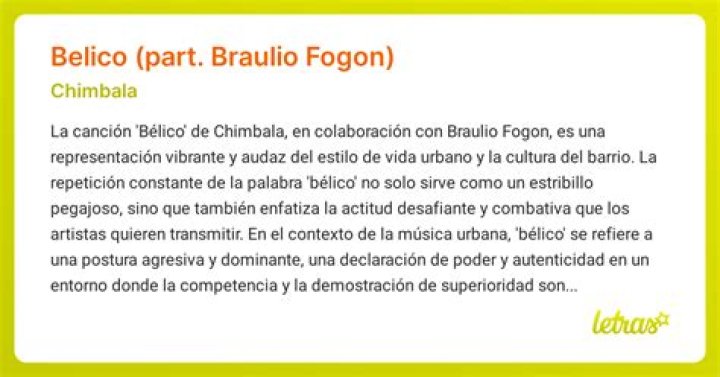 Lyrics & Translations of Belico by Chimbala & Braulio Fogon