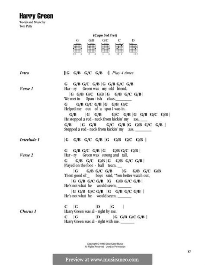 Lyrics & Translations of Harry Green by Tom Petty