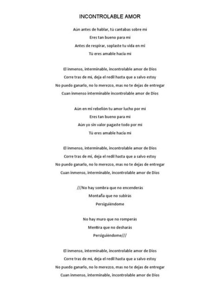 Lyrics & Translations of Incontrolable Amor by Christine D'clario