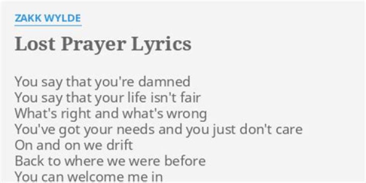 Lyrics & Translations of Lost Prayer by Zakk Wylde