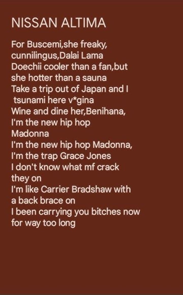 Lyrics & Translations of Nissan Altima by Michael Christmas