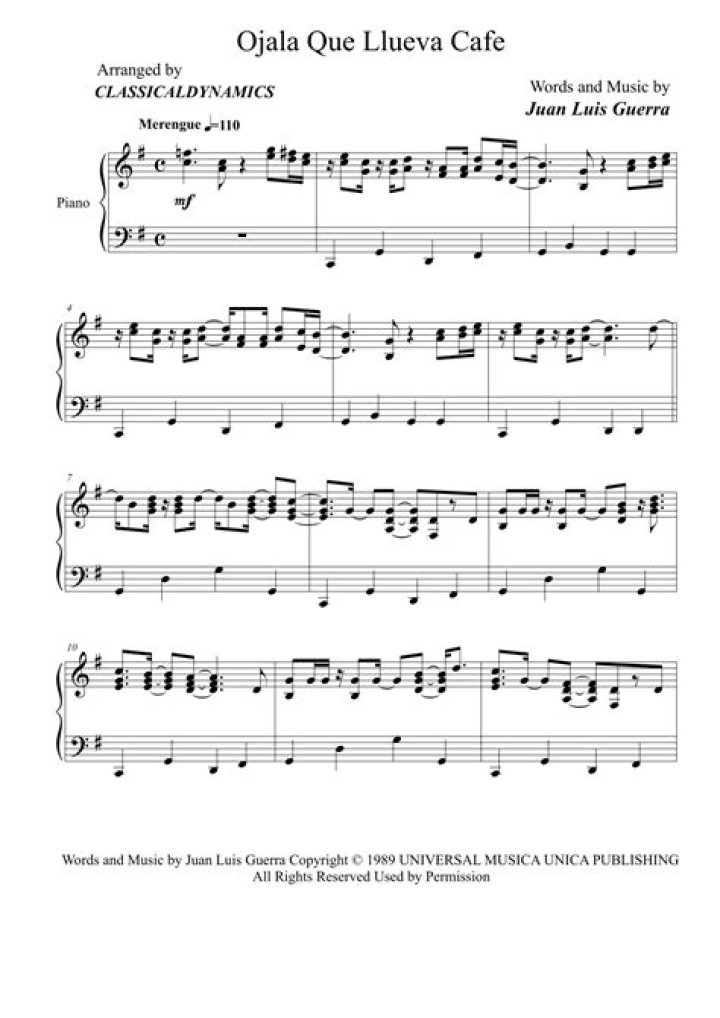 Lyrics & Translations of Ojalá Que Llueva Café by Juan Luis Guerra