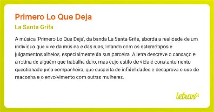 Lyrics & Translations of Primero Lo Que Deja by La Santa Grifa