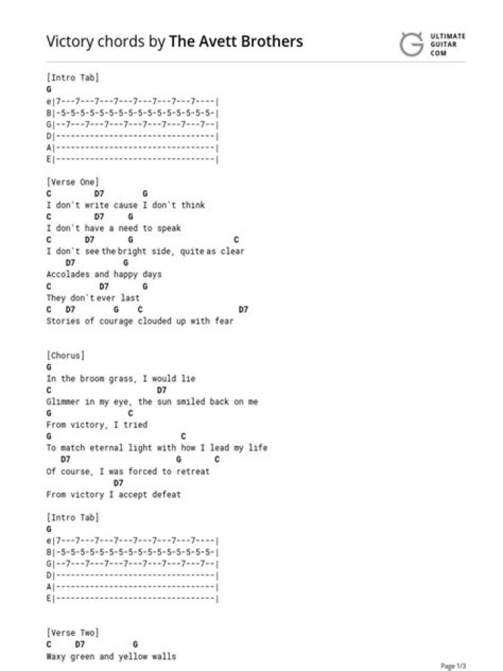 Lyrics & Translations of Victory by The Avett Brothers