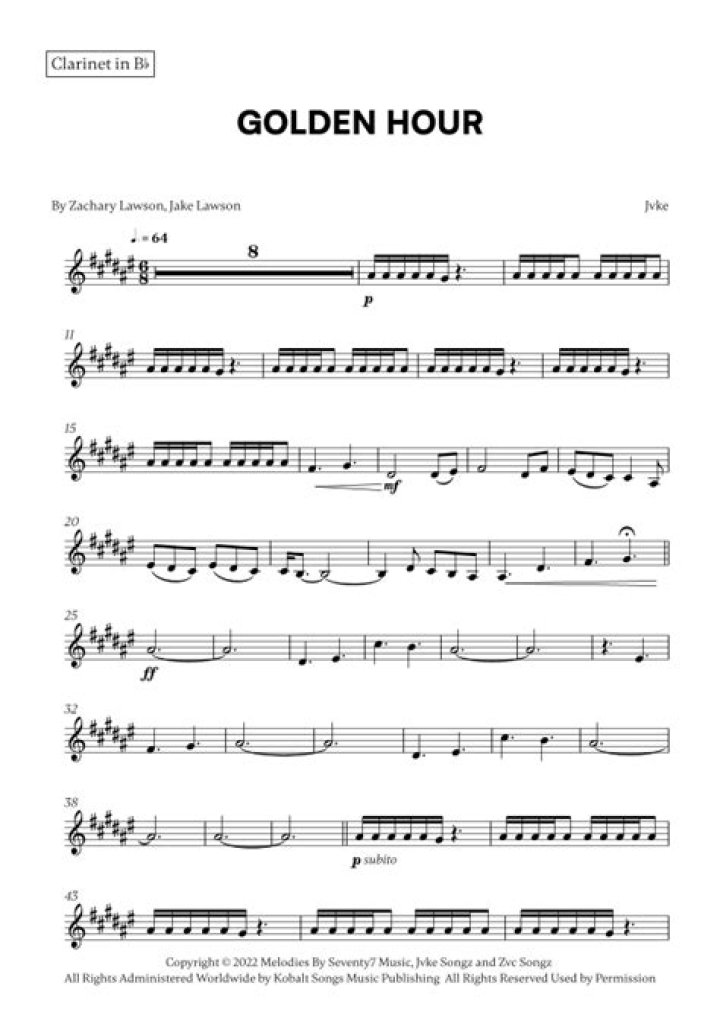 Pop Songs Clarinet Sheet Music